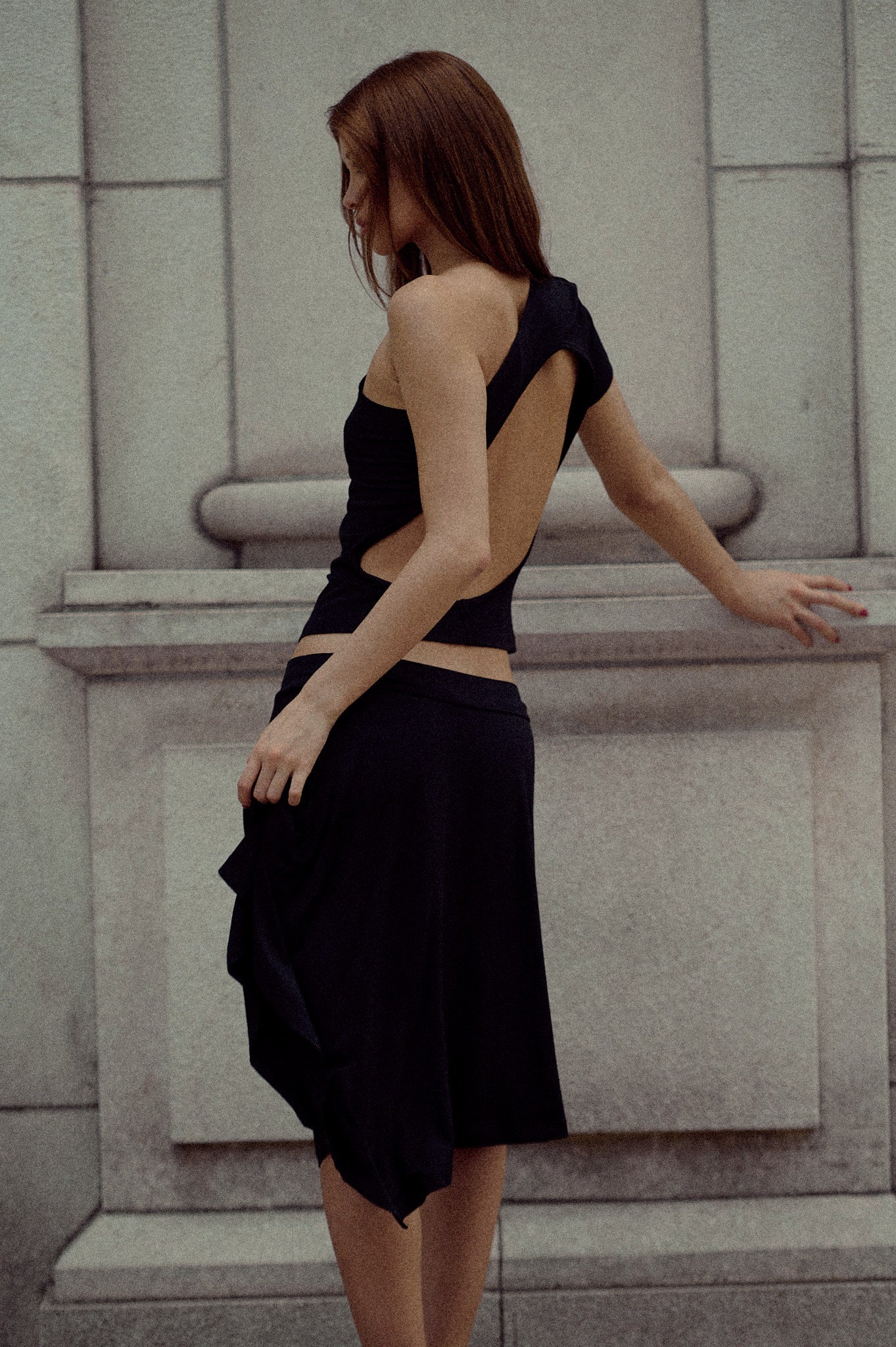 One Shoulder Cut Out Top | Black